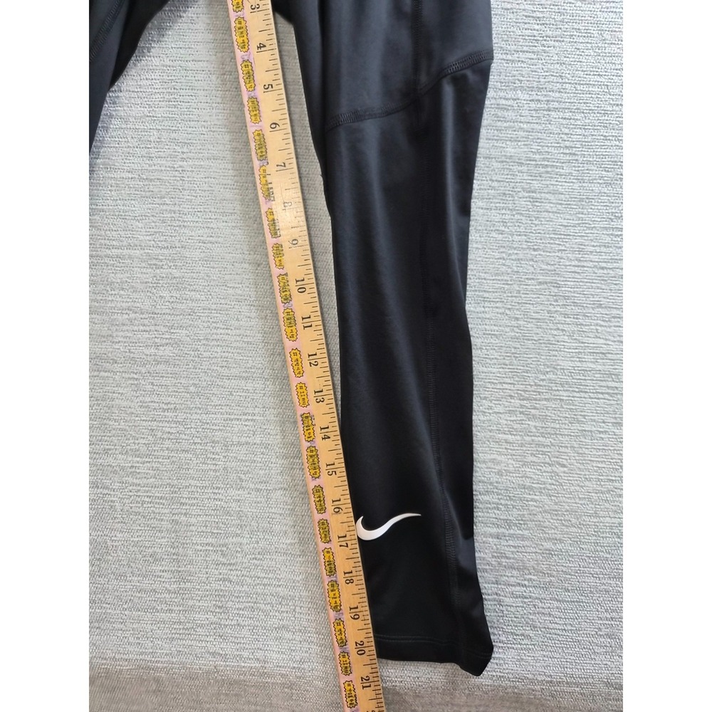 Nike Pro Dri Fit Pants Mens Small Black Tight Fit Swoosh Logo Stretch Training - Picture 4 of 13